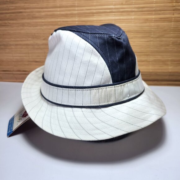 Olympic Fedora Hat HBC Canada Unisex Adult Pin Striped White Blue One Size - Picture 1 of 12